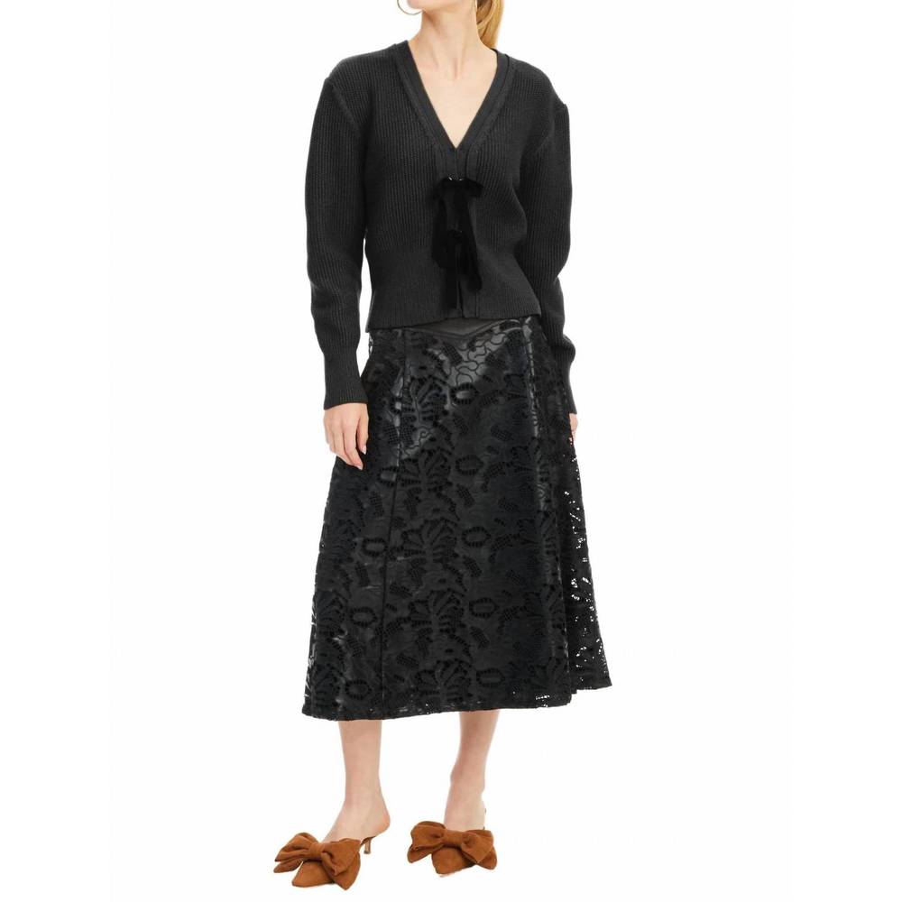 NEW ALLISON NEW YORK soho ribbed cardigan in black